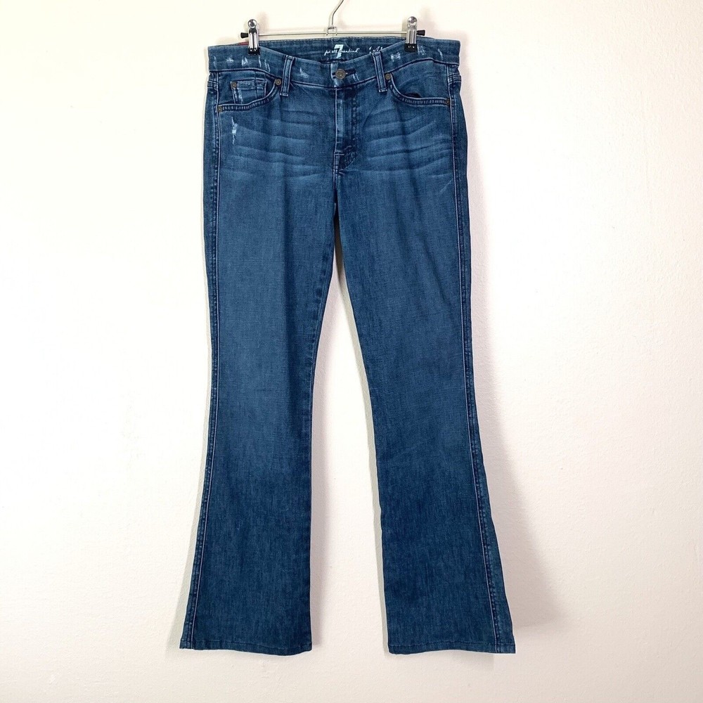 7 For All Mankind A Pocket Jeans 31 Bootcut Distessed Whiskering Medium Blue